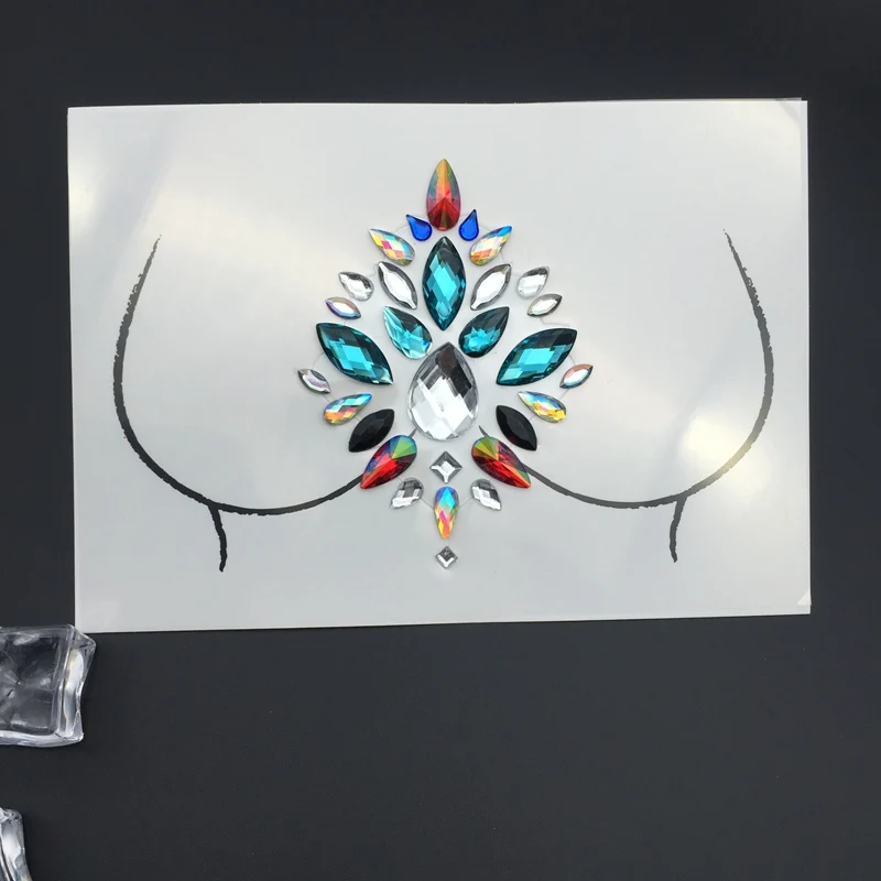 Pulaqi Кристалл грудь лицо 3D наклейки Bling DIY вечерние самоклеящиеся стразы для глаз грудь ювелирные аксессуары художественные наклейки F