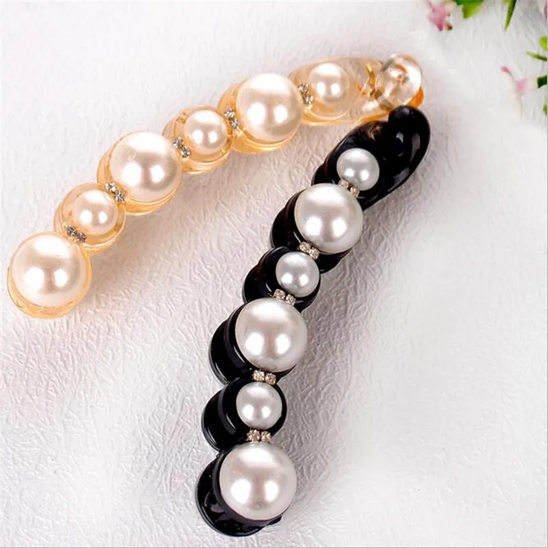 2018 Лидер продаж банан заколки жемчуг блестящая заколка для волос Стразы Заколки