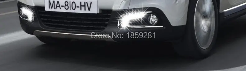 Год для peugeot 2008 дневной свет Автомобильные аксессуары светодиодный DRL фары для peugeot 2008 противотуманные фары