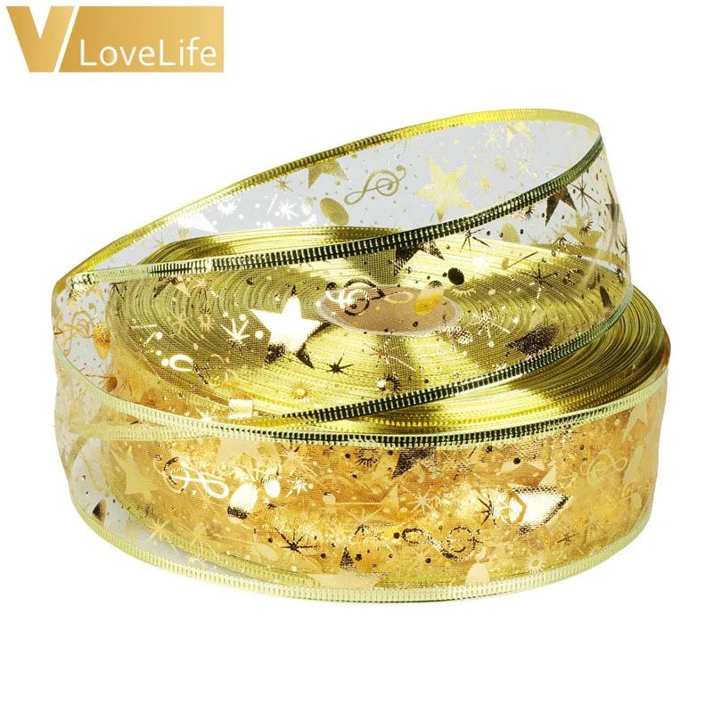 Лента из органзы 2 ярда Рождественский Декор для рукоделия домашний праздничный