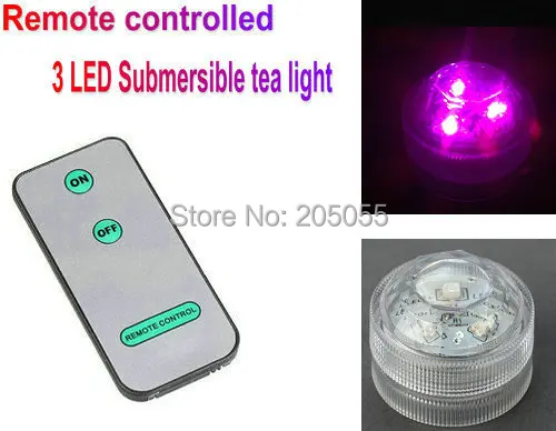 

36pcs/lot 3smd Triple LED remote control submersible Led tealight candle waterproof Wedding/Xmas/party centerpiece aquarium-PINK