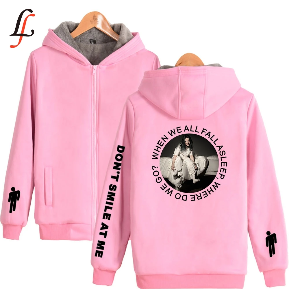 Billieeilish Billie eilish Supper Warm Hoodies Sweatshirt Plus Thick Winter Zipper harajuku Jacket unisex Streetwear | Женская одежда