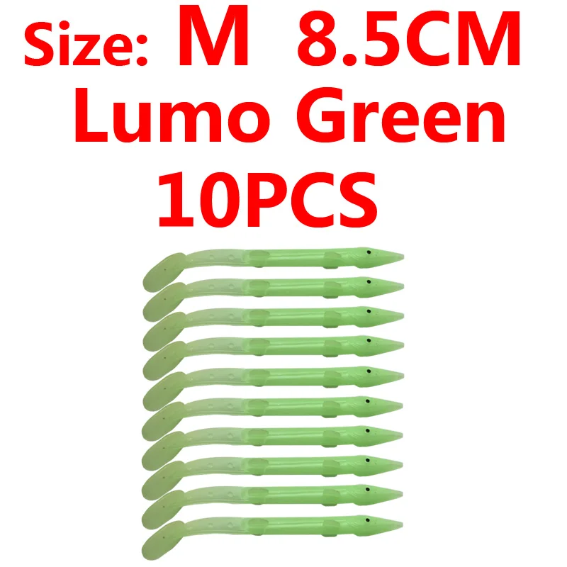 Lumo green M 10PCS 10 шт., приманка для рыбной ловли в соленой воде, приманка для рыбной ловли, Мягкая приманка для рыбной ловли, приманка для рыбной ловли, приманка для рыбной ловли Сабики, лумо, белый, розовый, зеленый, красный цвет - Цвет: Lumo green M 10PCS