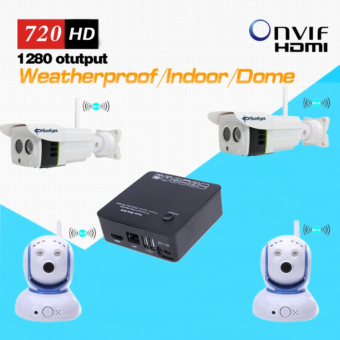 TEATE 4 канальный Ip камеры NVR Комплект системы с 2 шт. мини 720 P HD ip камера робота и