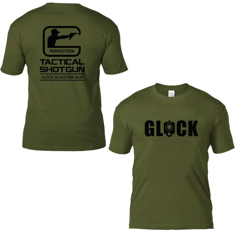 Зеленый Новинка, тактическая Мужская футболка Glock IPSC, памятная версия, хлопковая футболка с короткими рукавами, большой размер, для лета - Цвет: Зеленый