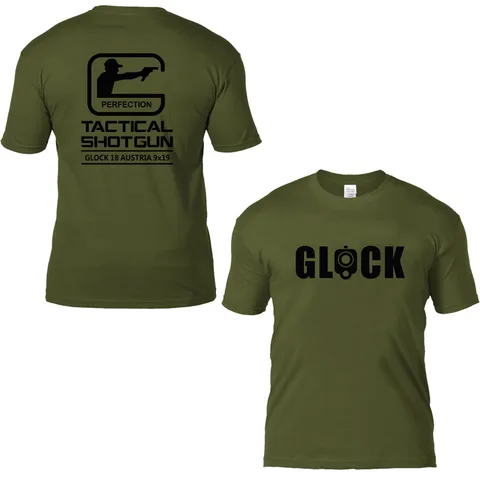 Мужская тактическая футболка с коротким рукавом Glock, хлопковая Футболка большого размера на лето 2019