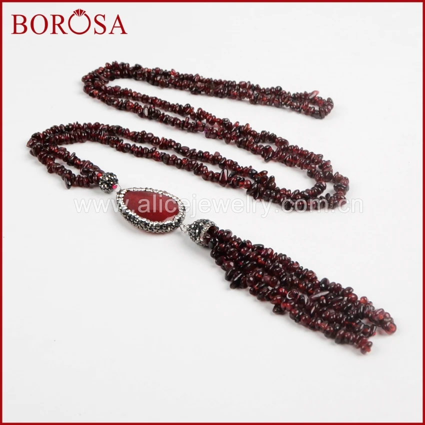 Borosa 33 ''Естественный красный агат камень падение Форма гранат кисточкой