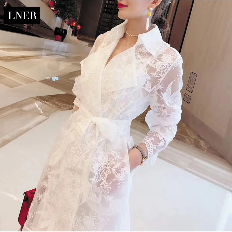 Ветровка женская из полиэстера длинная кружевная 2019 | Женская одежда