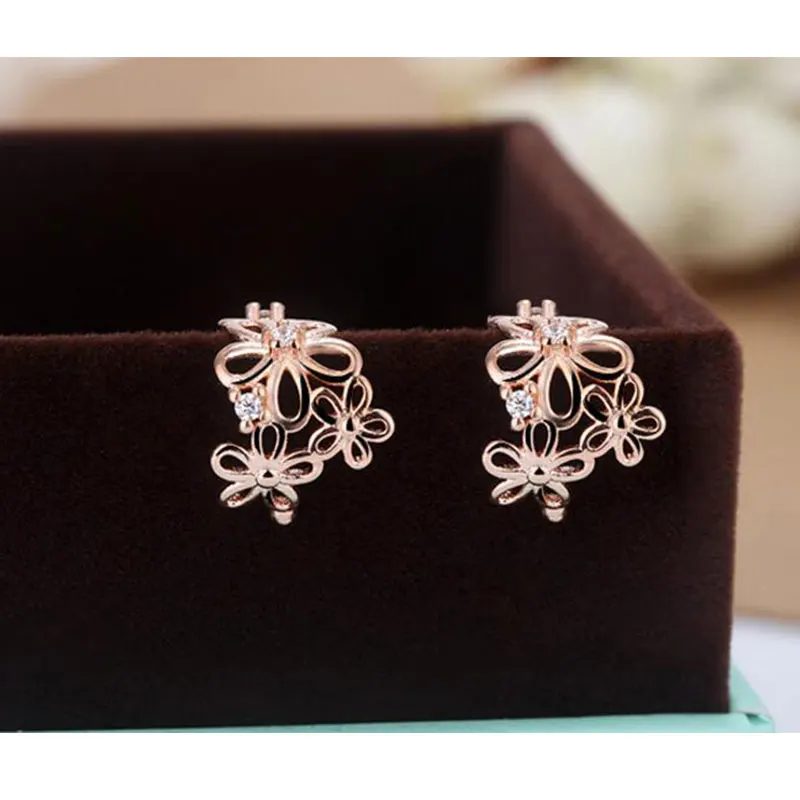 Женские серьги с розами ANENJERY серебряные клипсы 925 пробы S E398|clip earrings for women|ear clip