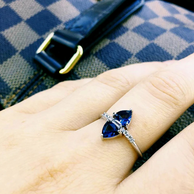 Геометрическая Имитация драгоценных камней голубое кольцо женские ювелирные