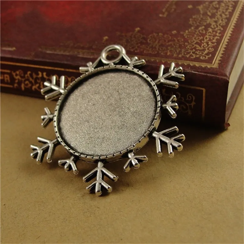 10 шт. антикварная бронзовая Снежная подвеска очаровательные настройки основа