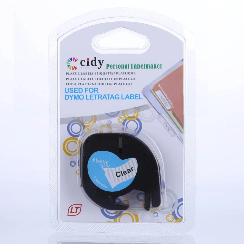 5 шт. пластик letratag черный на прозрачном 12 мм x 4 м lt12267 LT 12267 label Клейкие ленты для Dymo