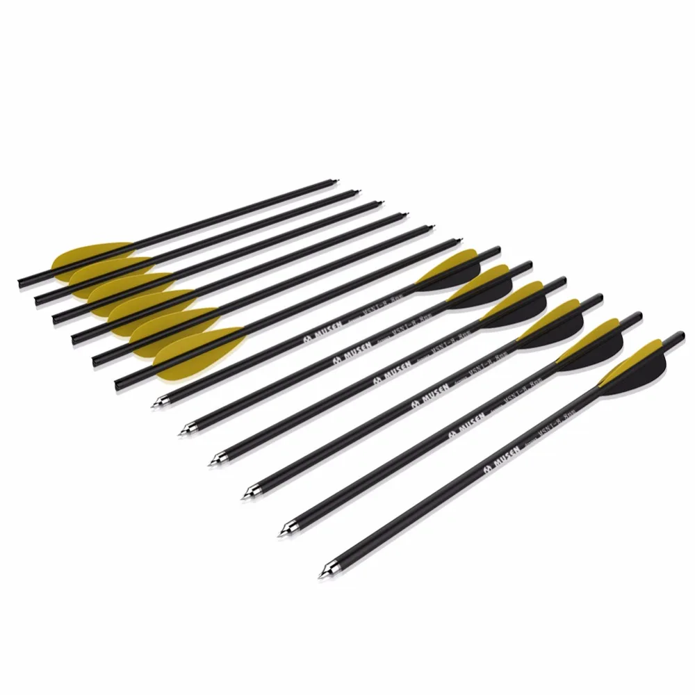 

20 Inches Crossbow Carbon Arrow Target Arrows with 125 Grain Crossbow Arrow Heads 2 Yellow 1 Black Feather Hunting