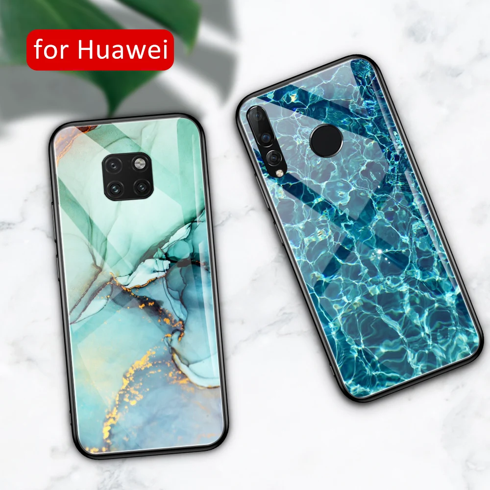 Мраморный чехол для huawei mate 20 стеклянная задняя крышка nova 3 9 10 pro 20x lite RS Nova 3i 3e 4 4e 5i Y9