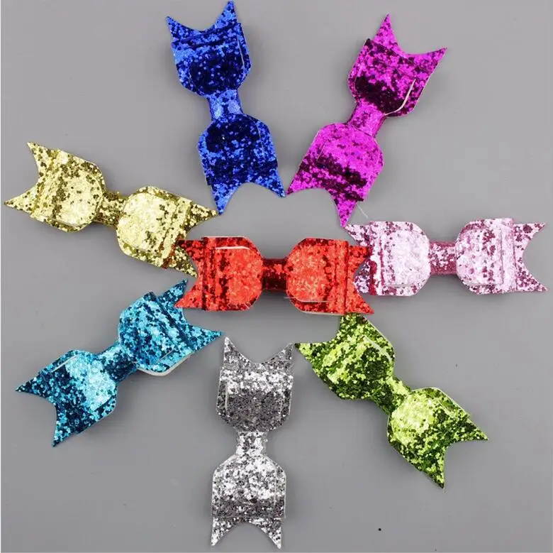 Лучшее предложение 11 цветов банты с металлическими перьями для девочек детей