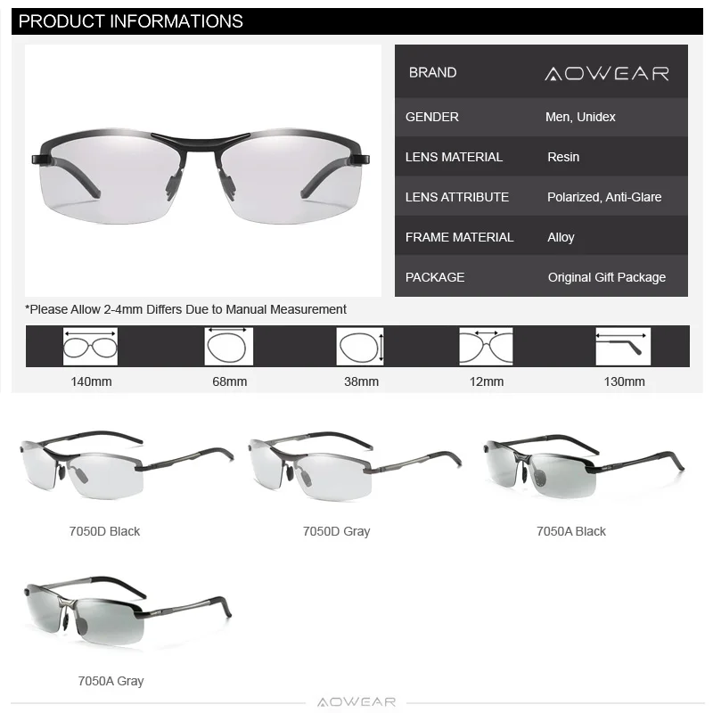 AOWEAR, фотохромные солнцезащитные очки, мужские поляризационные HD очки-хамелеоны, очки для дневного и ночного вождения, солнцезащитные очки gafas de so