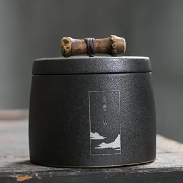Brown Handle Антикварная Керамика ручной работы, герметичная чайная банка, портативная Чайная Коробка для хранения, креативная чайная коробка, домашний Кухонный Контейнер, аксессуары для чая - Цвет: Brown Handle