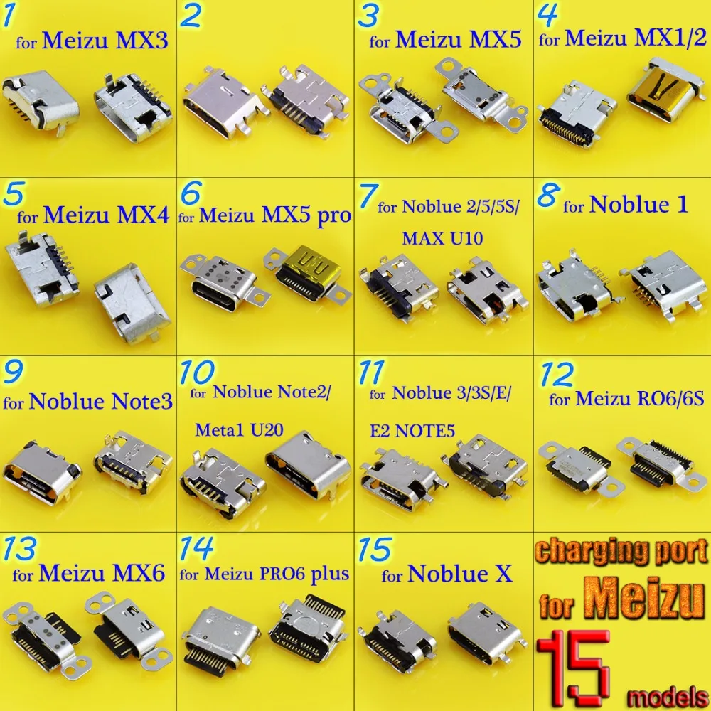 15 моделей каждая 2 шт. USB разъем для зарядного порта гнездо Meizu MX1 MX2 MX3 MX4 MX5 Pro 5 6 M1 M2 M3