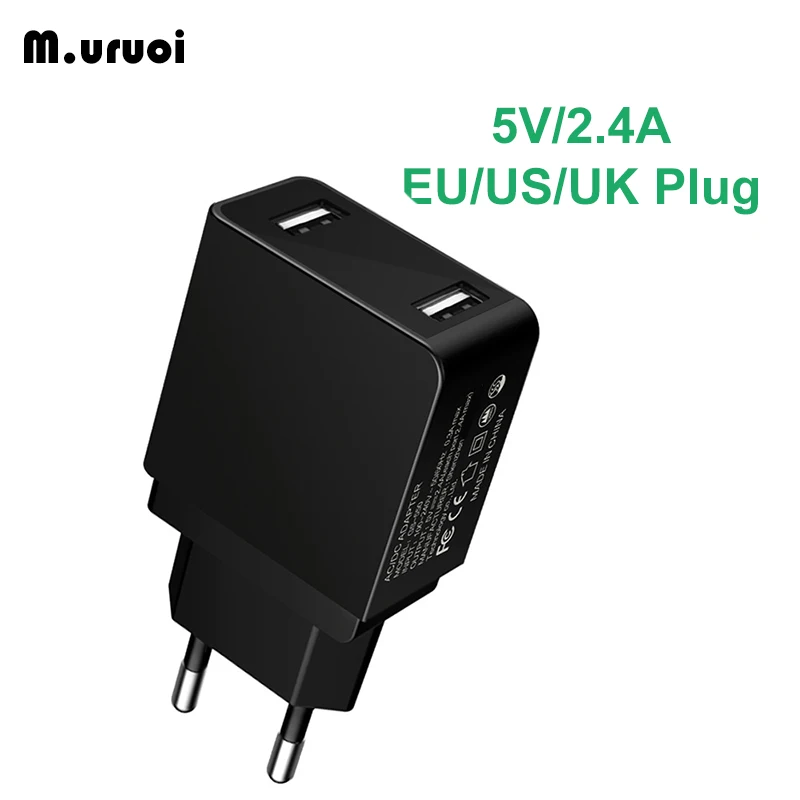 M. uruoi 5V2.4A зарядное устройство EU US UK штепсельная вилка Быстрая зарядка 12 Вт двойное