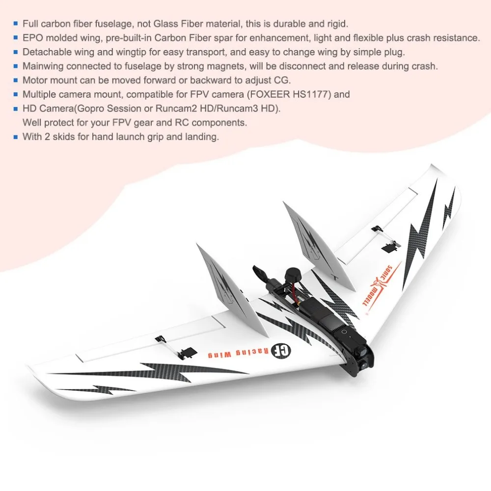 SONIC MODELL CF крыло 1030 мм размах крыльев углеродное волокно EPO FPV гоночное крыло FPV фиксированный комплект крыла версия RC самолет