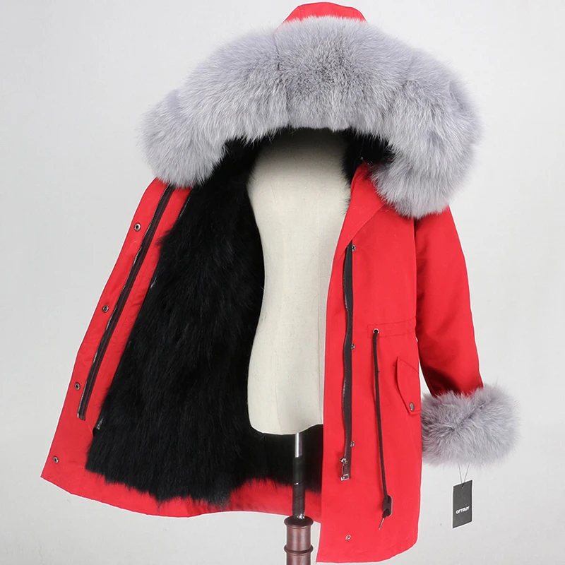 OFTBUY, водонепроницаемая парка, женская, натуральный Лисий мех, капюшон, манжеты, пальто, зимняя куртка, верхняя одежда, съемная, толстая, теплая верхняя одежда, уличная одежда