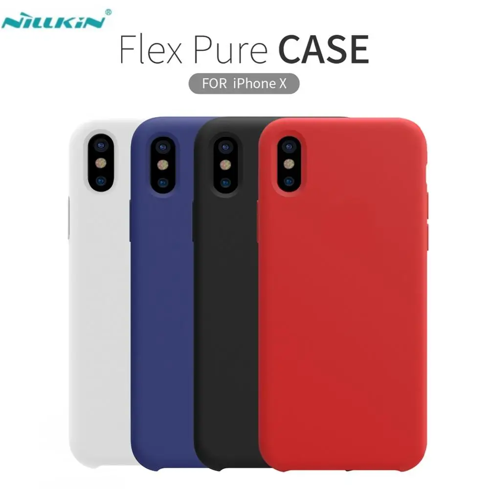 NILLKIN Бренд Flex Pure Silicon Conque Case Soft Liquid Smooth Silicone Rubber Shell Back Cover Protective Bag Для iPhone X