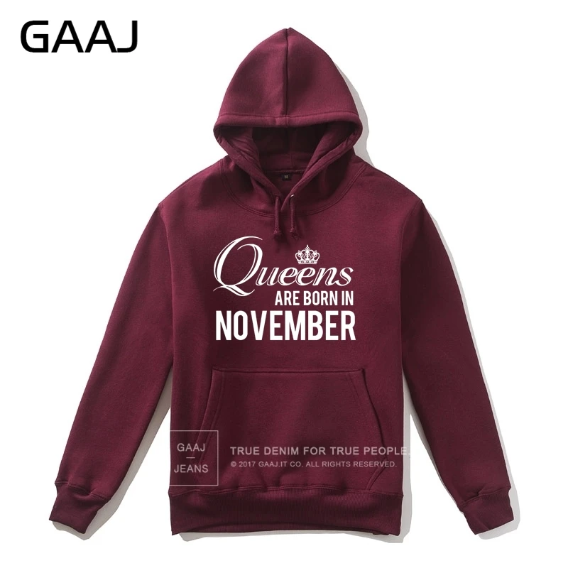 GAAJ "Queens are born in November" мужская толстовка с капюшоном, Женская толстовка на молнии, Мужская Высококачественная флисовая толстовка с принтом в стиле хип-хоп