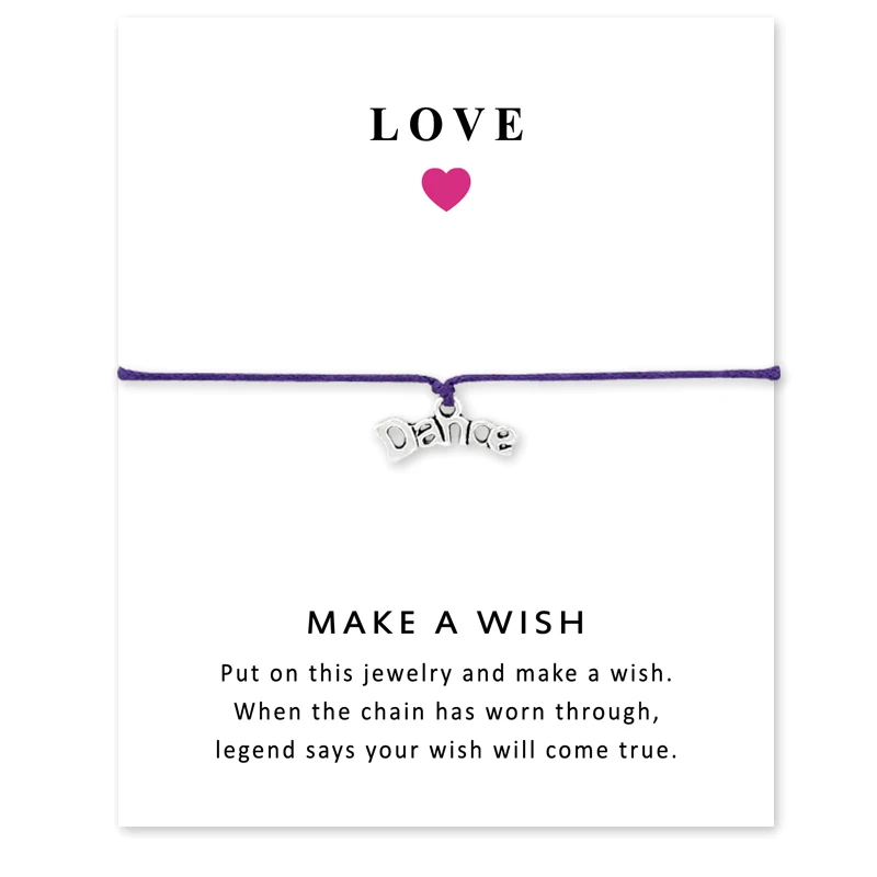 Silver Dance Bracelets Adjustable Wish Card For Women Men Friendship Gift With | Украшения и аксессуары