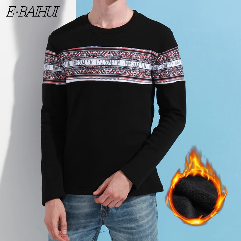 E-BAIHUI, новая мода, поло, мужские однотонные хлопковые поло с длинным рукавом, облегающие, v-образный вырез, с буквенным принтом, весна осень, топ, футболка G006