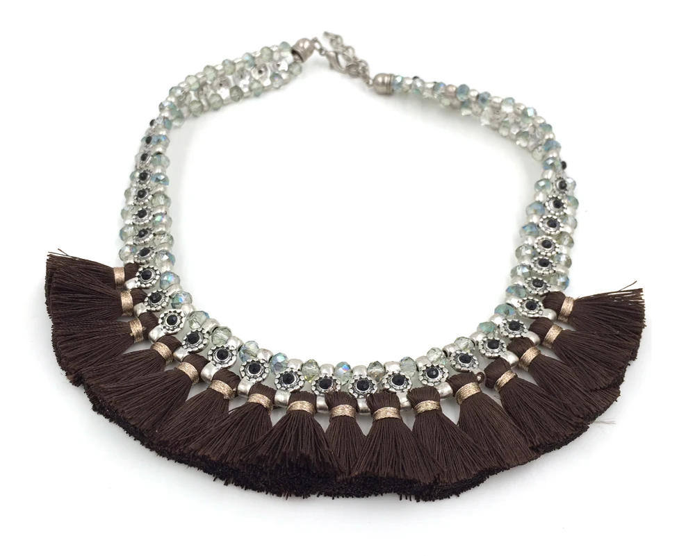 ?? 2016ファッションジュエリー手作りヒョウネックレス卸売自由奔放に生きるスタイルコリアーファムステートメントネックレスタッセルペンダントネックレス