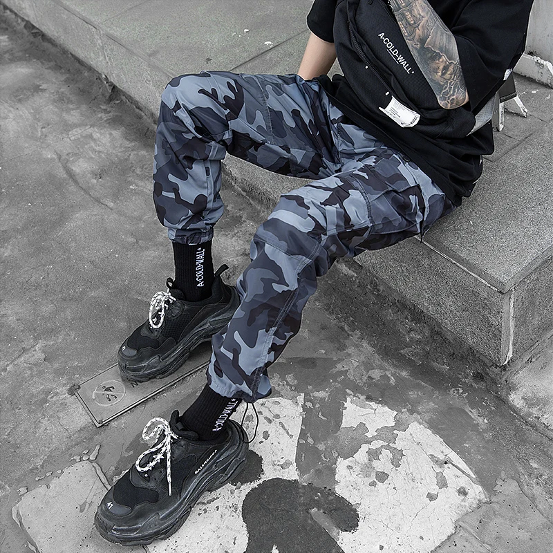 Мужские брюки-карго в стиле хип-хоп камуфляжные мешковатые шаровары с