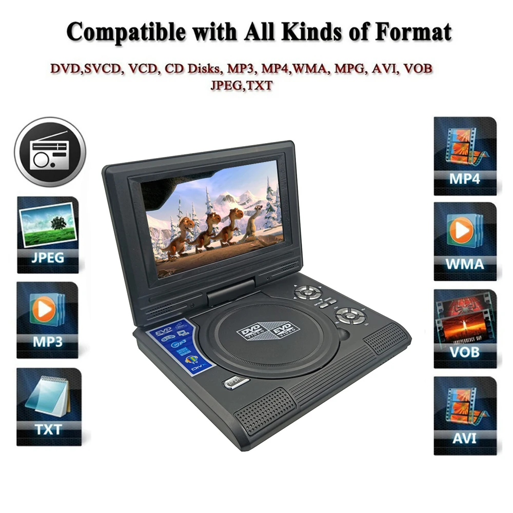 Liedao 7,8 дюймов Портативный DVD EVD VCD SVCD CD плеер с функцией игры и радио ТВ AV поддержка SD MS MMC карты