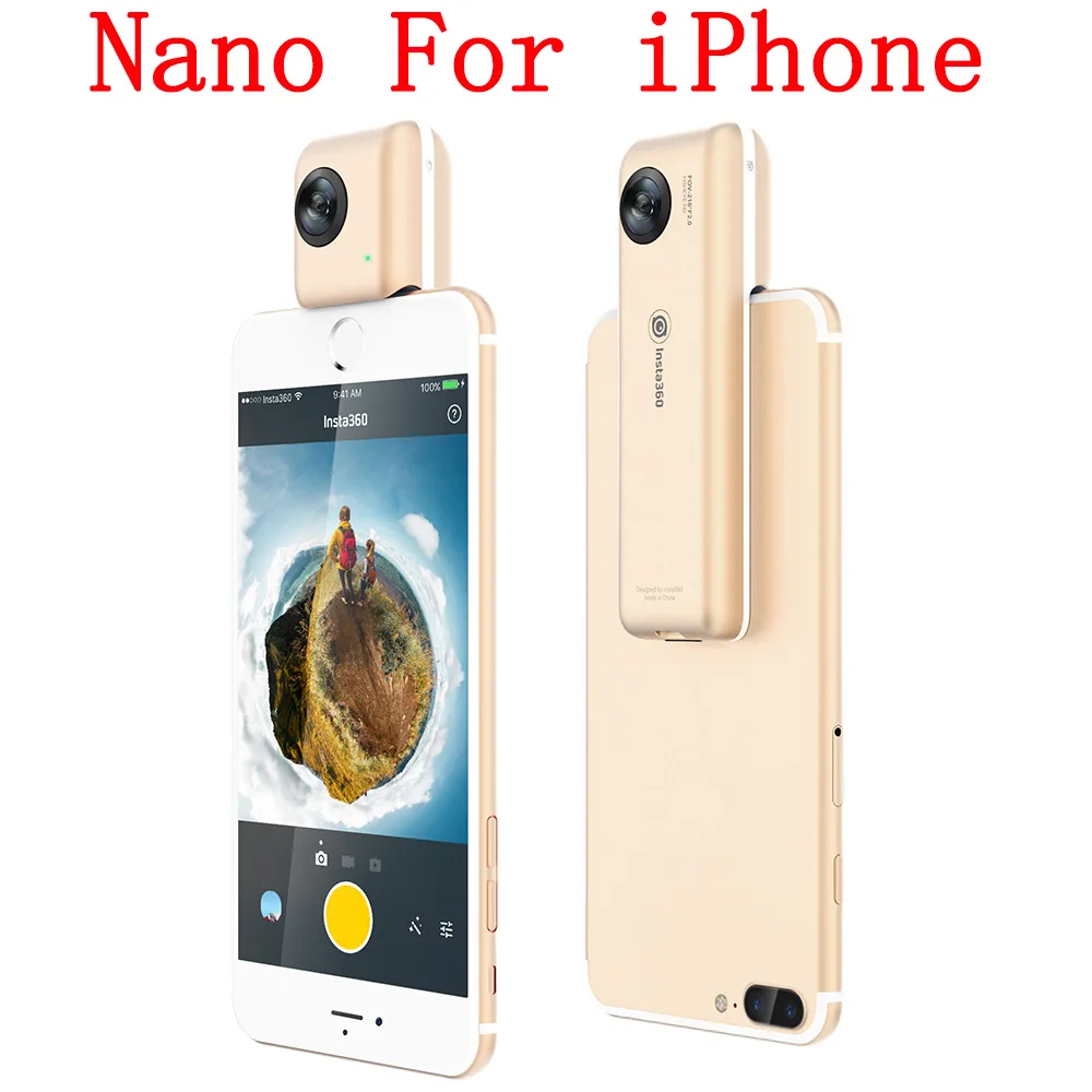 Insta360 Nano/Air Mini 3K HD 360 камера панорамная видеокамера двойная 210D широкоугольный объектив рыбий глаз для смартфона - Цветной: For iPhone