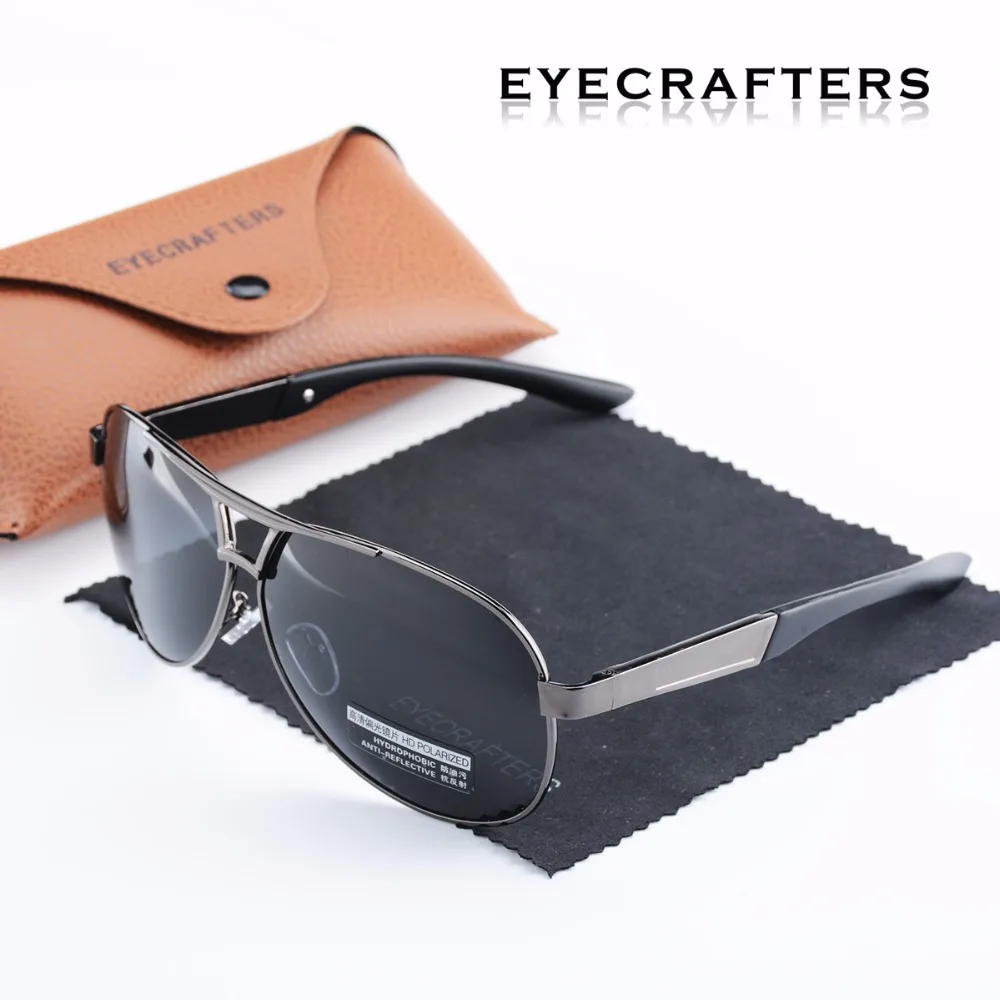 

Eyecrafters Blue Polarized Sunglasses Mens Driving Mirror Pilot Sunglasses Fashion Luxury Metal Glasses Eyewear UV400