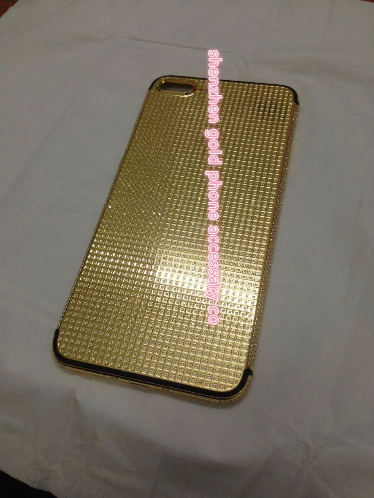 Роскошный золотистый чехол 24k для телефона 7 plus 24ct Золотая задняя крышка