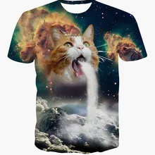 Солнечный котенок футболка Cat рвота водопад на земле Яркие 3D