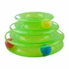 green Интеллектуальная игрушка для домашних животных для кошек, забавные игрушки для кошек, тройной игровой диск, игрушка для кошек с шариками, кот, сумасшедший диск с шариком, Интерактивная игрушка - Цвет: green