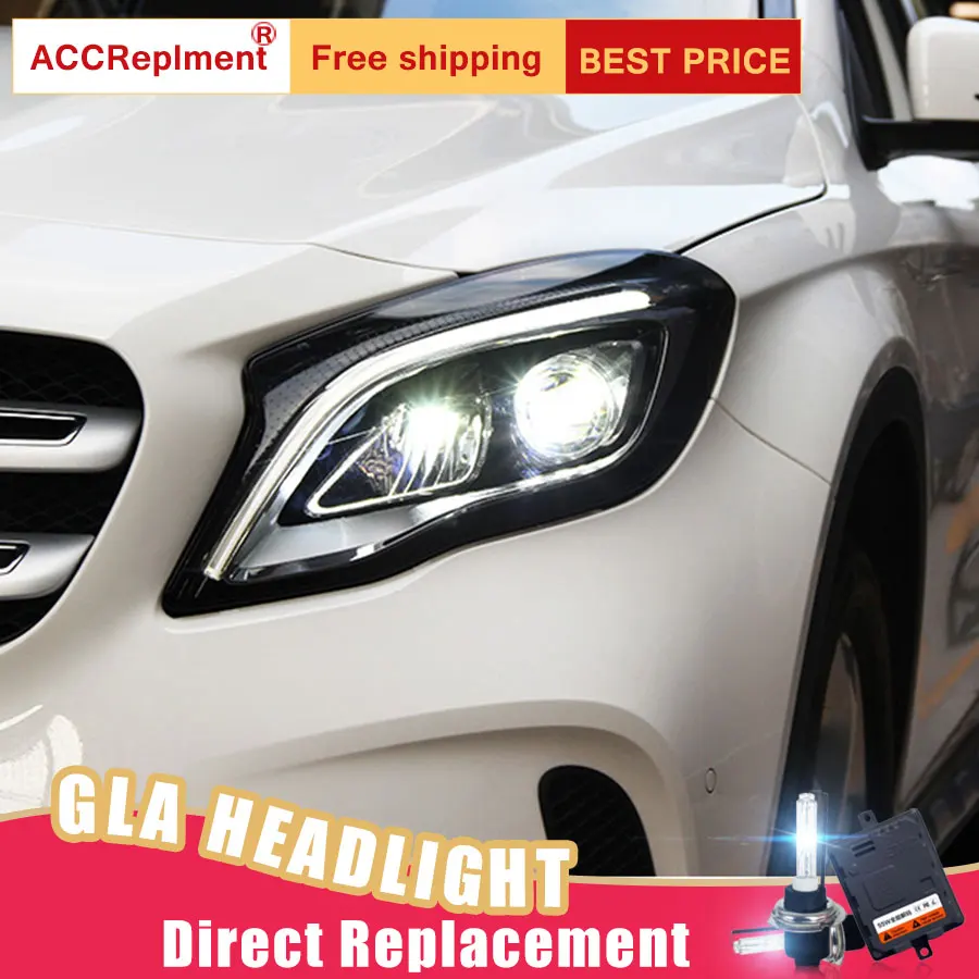 2 шт. светодиодный фары для Benz GLA- светодиодный Автомобильные фары ангельские глазки комплект ксеноновых фар, Высокопрочная конструкция протовотуманная подсветка Габаритные огни