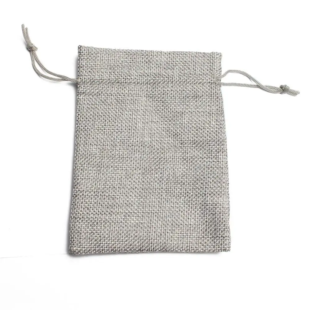 grey 10*14 см мини Мешковина джутовый шнурок Подарочные Мешочки для ювелирных изделий сумки для свадебных сувениров Рождество 10 шт./лот - Цвет: grey