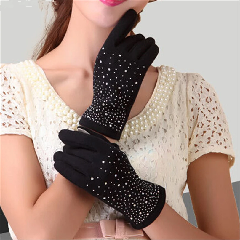 

YRRETY Winter Spring Glove Solid Wool Women Touched Screen Mittens Outdoor Sports Running Warm Gym Fitness Knitted Full Finger