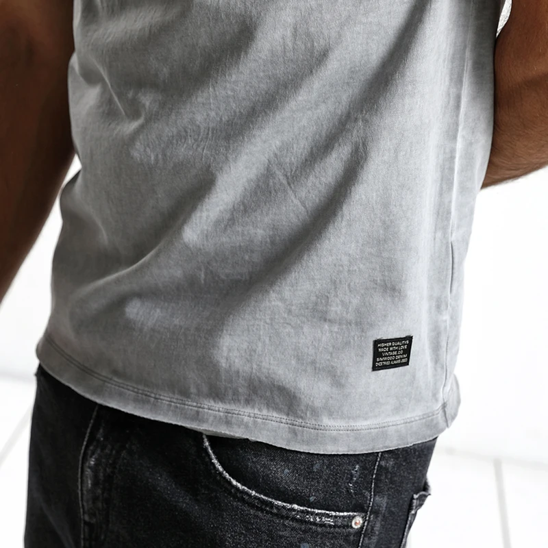 SIMWOOD Лето 2019 г. Винтаж футболка для мужчин Slim Fit мода короткий рукав узор хлопковые