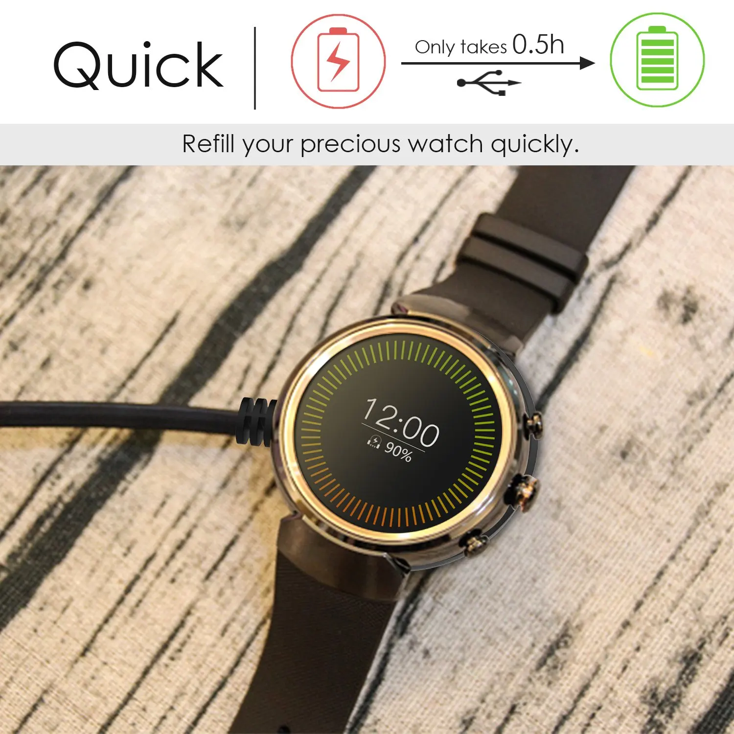 Фото Зарядное устройство ASUS Zenwatch 3, сменная Магнитная зарядная док-станция с USB-кабелем для смарт-часов ASUS Zenwatch 3 №3