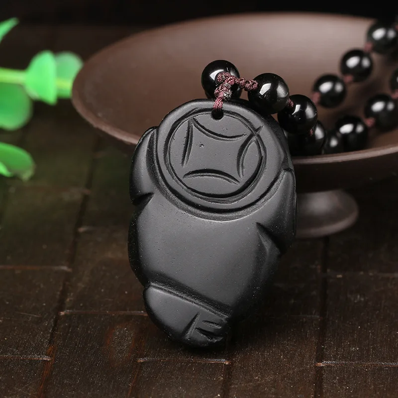 Натуральный светильник счетчик подлинной матовый черный обсидиан кулон