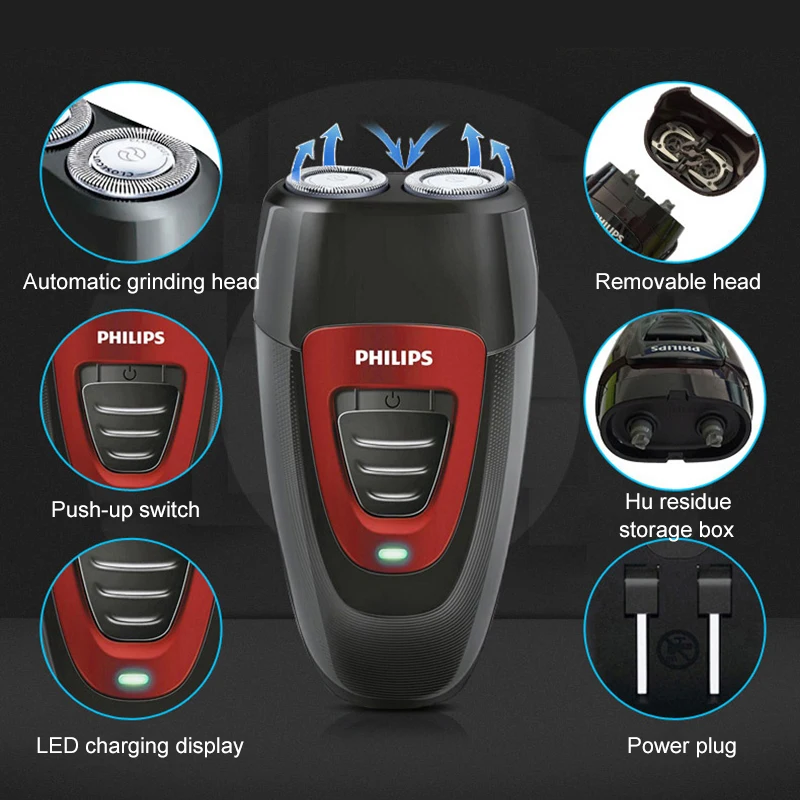 Philips электробритва PQ182 с двойным лезвием Уход за лицом Перезаряжаемые с Металл-гидридных или никель Батарея 220V Напряжение электрическая бритва для Для мужчин