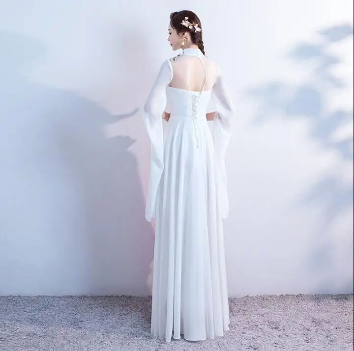 Традиционные китайские восточные платья Qipao улучшенные сине белые фарфоровые с
