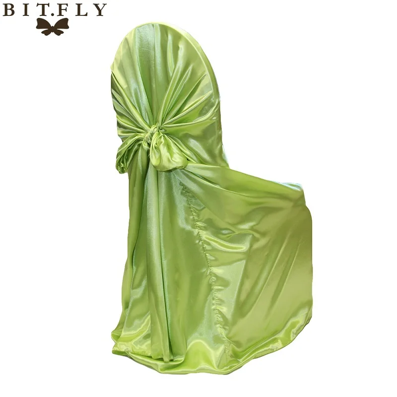 light green Высококачественный модный современный атласный универсальный чехол для стула для свадебного ресторана, фестиваля, DIY вечерние украшения - Цвет: light green