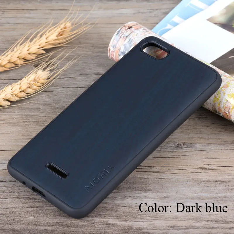 Dark blue Чехол с деревянным дизайном для Xiaomi redmi 6A, мягкий ТПУ, силикон, поликарбонат, дерево, искусственная кожа, чехлы для Xiaomi redmi 6A - Цвет: Dark blue