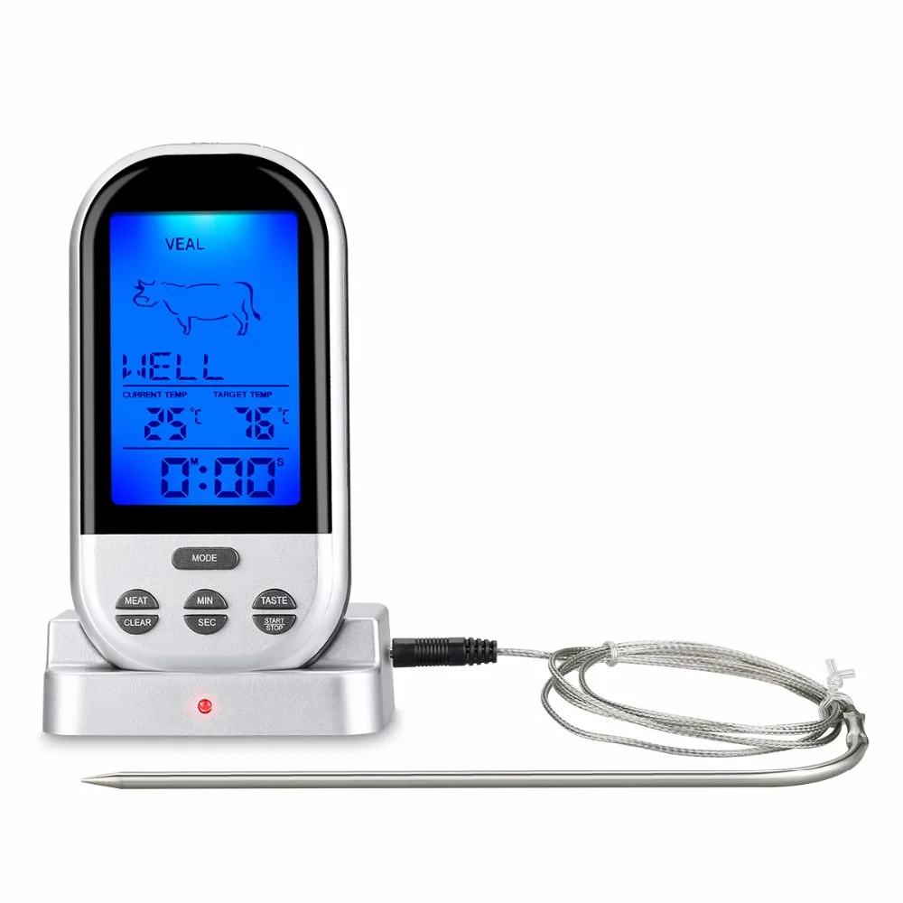 Wireless Food Cooking Thermometer LCD Barbecue Timer Digital Probe Meat BBQ Temperature Gauge Kitchen Tools | Дом и сад