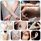 Смешанные 8 дизайнов черные тату поддельные временные тату для тела Арабские буквы звезды стрелы кошки бесконечности