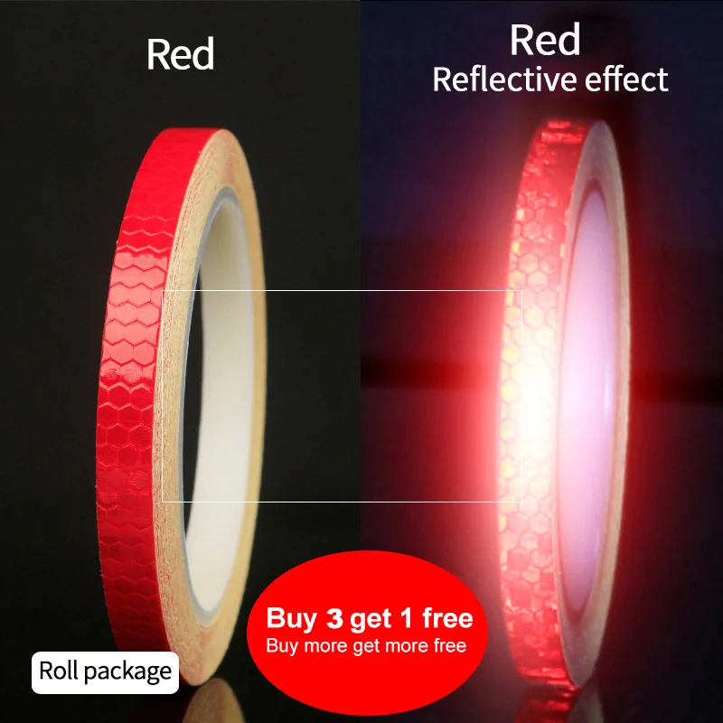 Красный Cycling Accessories Bicycle Reflective Stickers 1CM*800CM MTB Bike Motorcycle Fluorescent Decal Tape Safety Warning CoolChange - Цвет: Красный